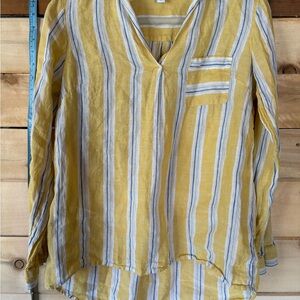 J. Jill Yellow and White Striped Blouse